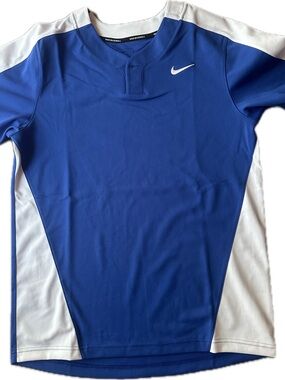 Nike Men's Royal Blue and White Athletic Jersey